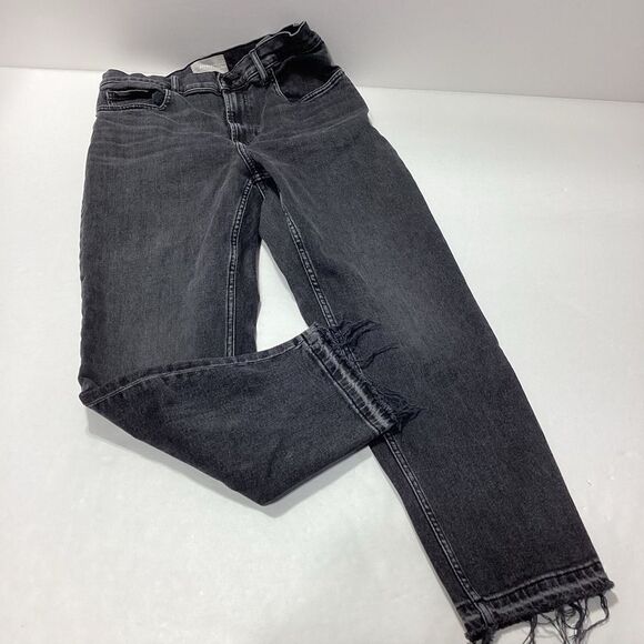 Everlane The Cheeky Jean Crop Raw Hem Black 30 High Rise Straight - Picture 1 of 12